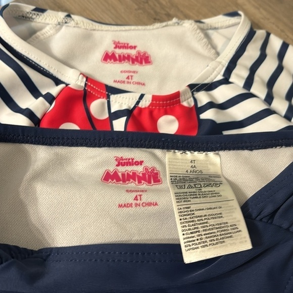 EUC! Disney 4T Minnie Mouse Rashguard Swim Set AND CARTER'S STRAWBERRY Rashguard - Picture 5 of 11